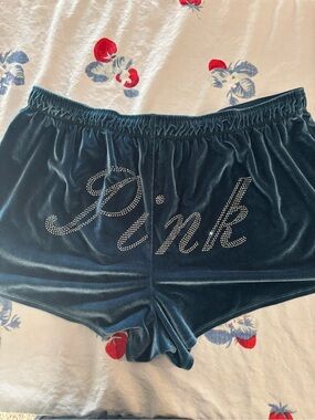 PINK Victoria's Secret Velvet Shorts in Teal